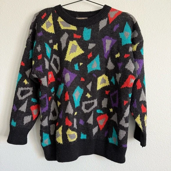 Esprit Sport 1980s Memphis Style Abstract Novelty Knit Sweater - Picture 3 of 6